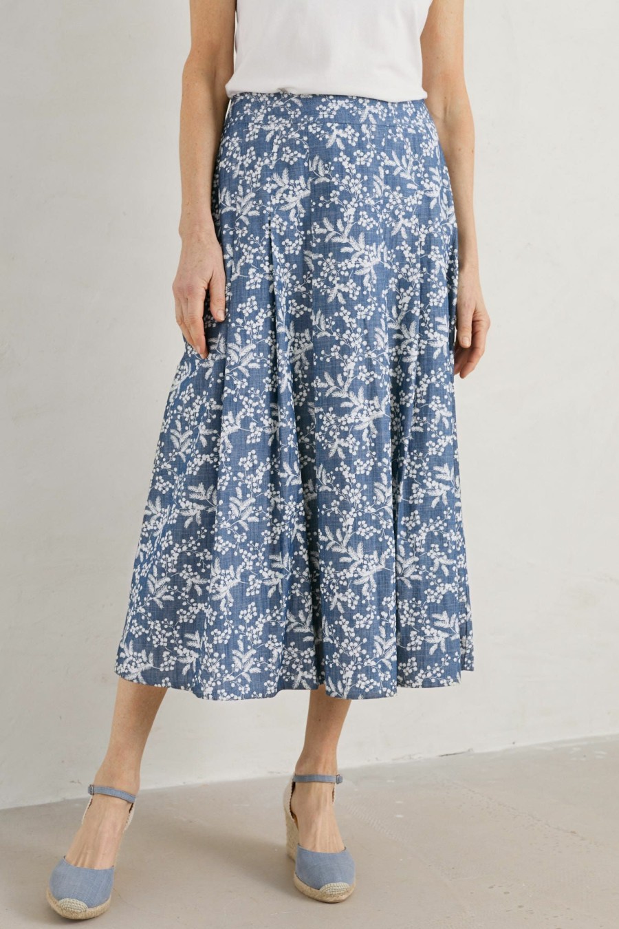 Women Seasalt Cornwall Skirts | Jamboree Chambray Midi Skirt Mimosa Indigo